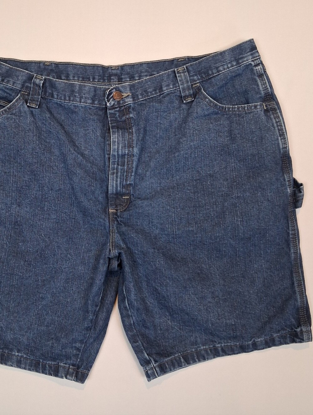 Wrangler Mens Rigid Denim Carpenter Shorts 42×10 Blue Workwear Y2k Grunge Skater